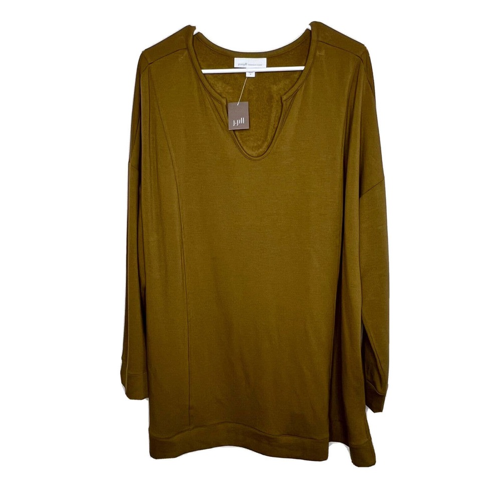 J Jill Pure Jill Tranquility Fleece Tunic Long Sleeve Boho Mustard 2X New e26